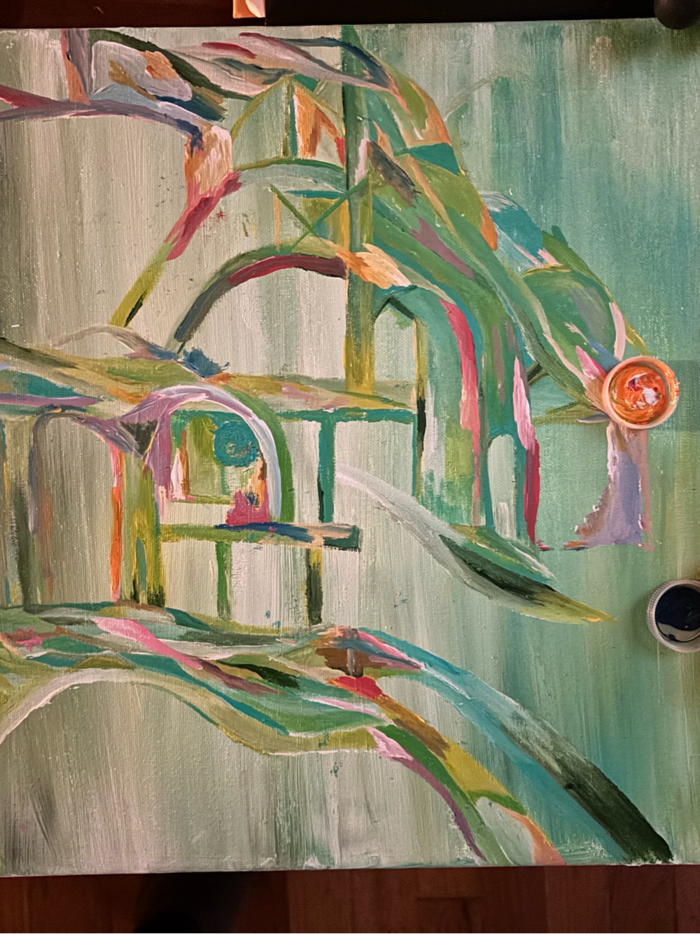 Abstract Green and Teal Acrylic Wall Art